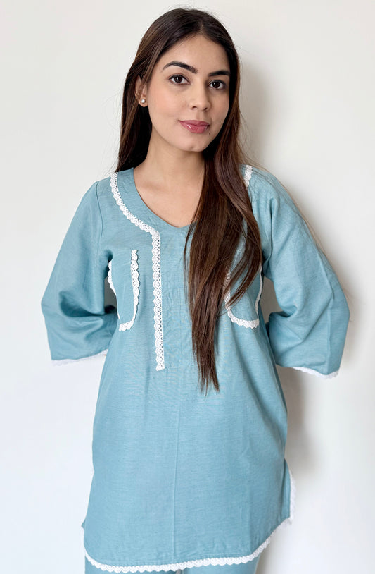 Aria Blue Linen Set
