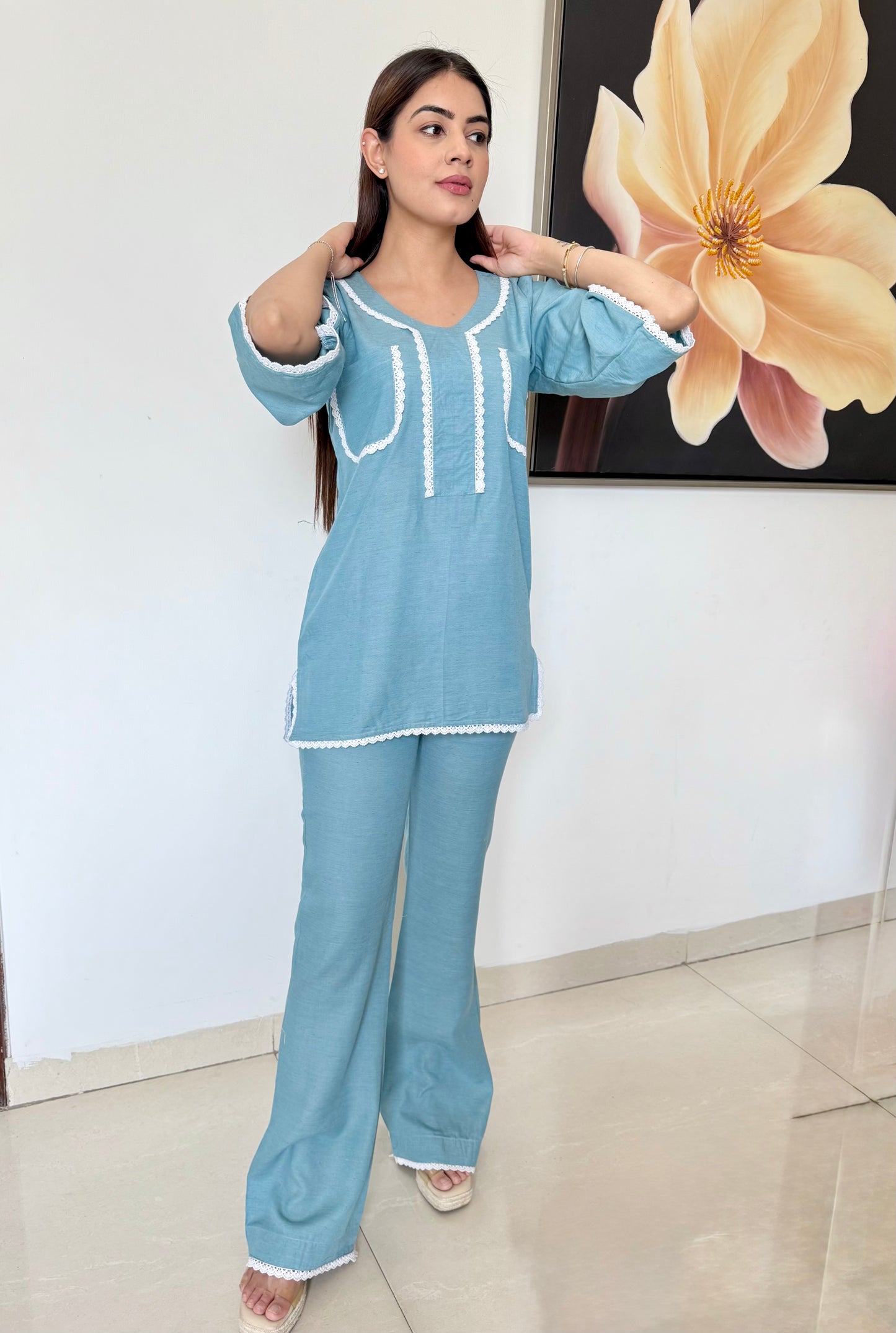 Aria Blue Linen Set