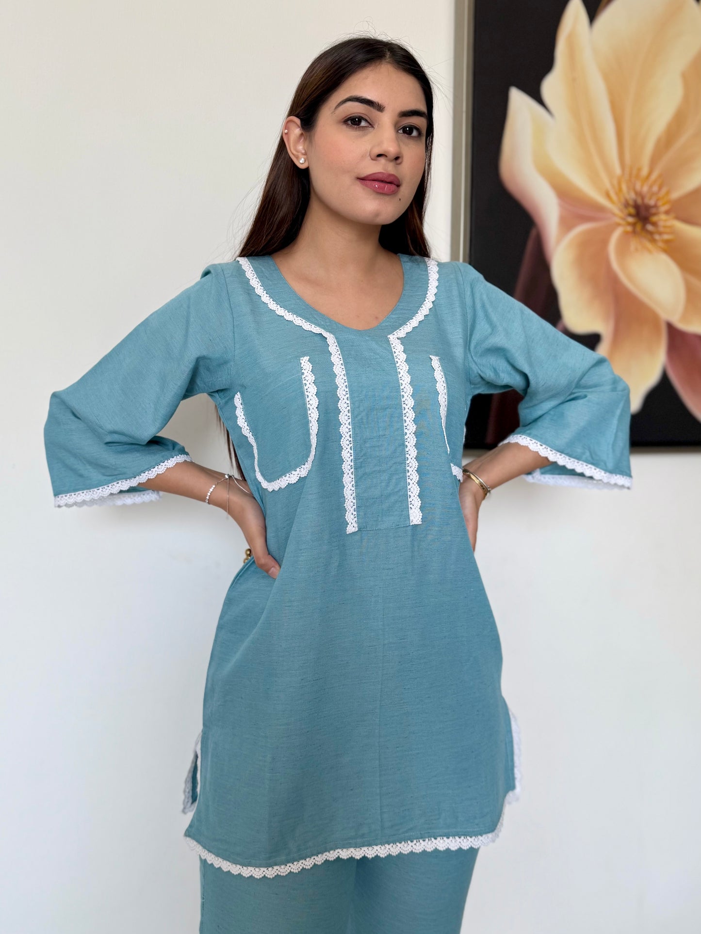 Aria Blue Linen Set