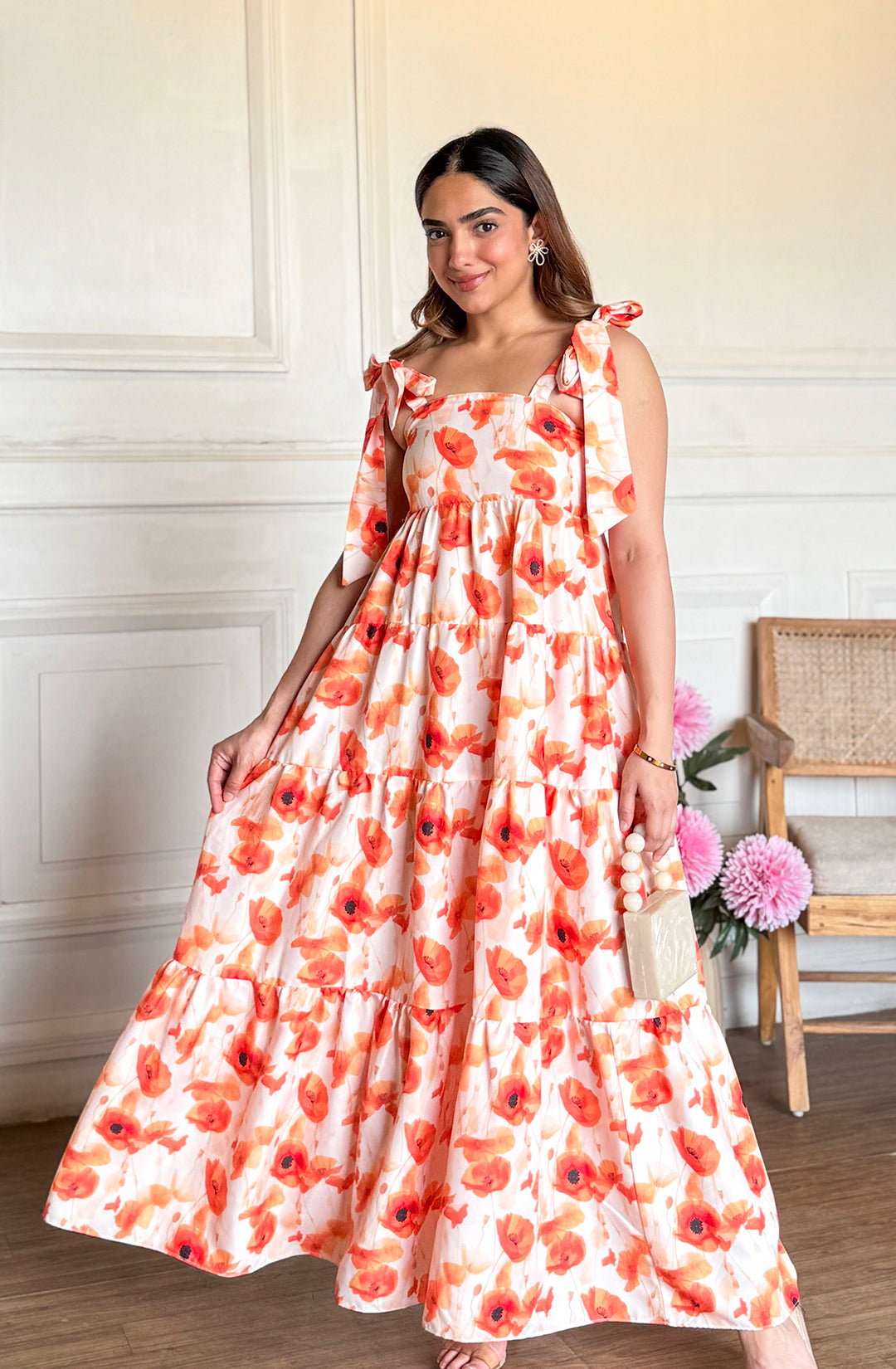 bloom maxi dress Floral Ivory Tie Strap Maxi Dress | Trendy Women's Clothing
