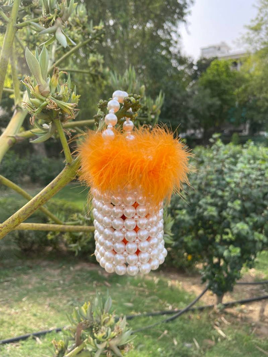 Orange Fur Bucket Bag
