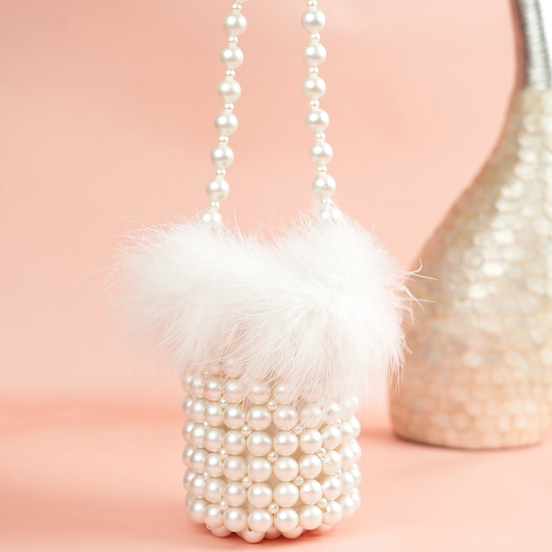 White Fur Bucket Bag