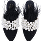 Black Feather Pearl Mules