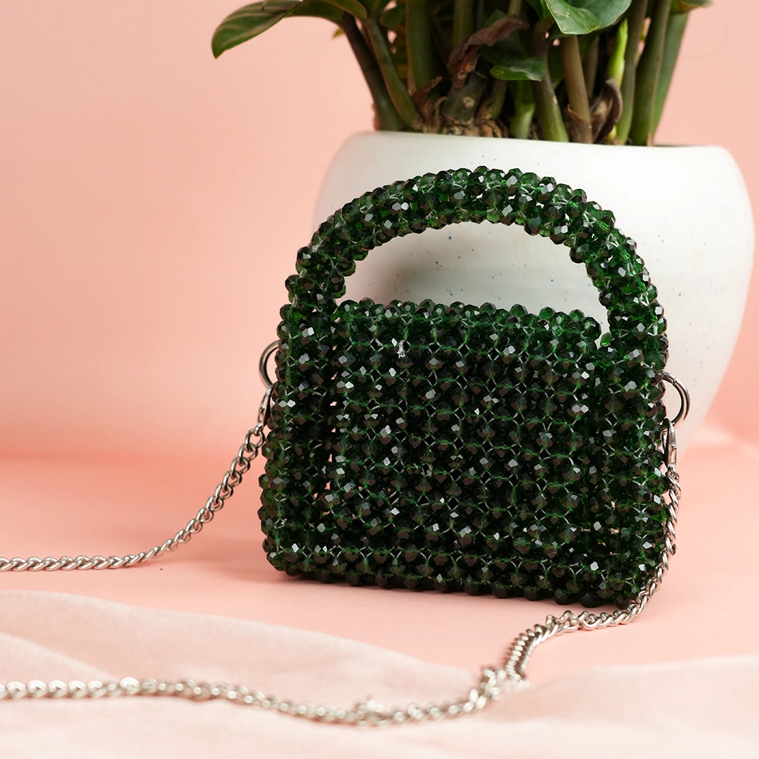 Dark Green Crystal Mini Bag