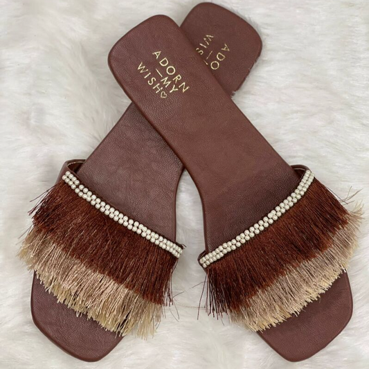 Brown Fringe Slides