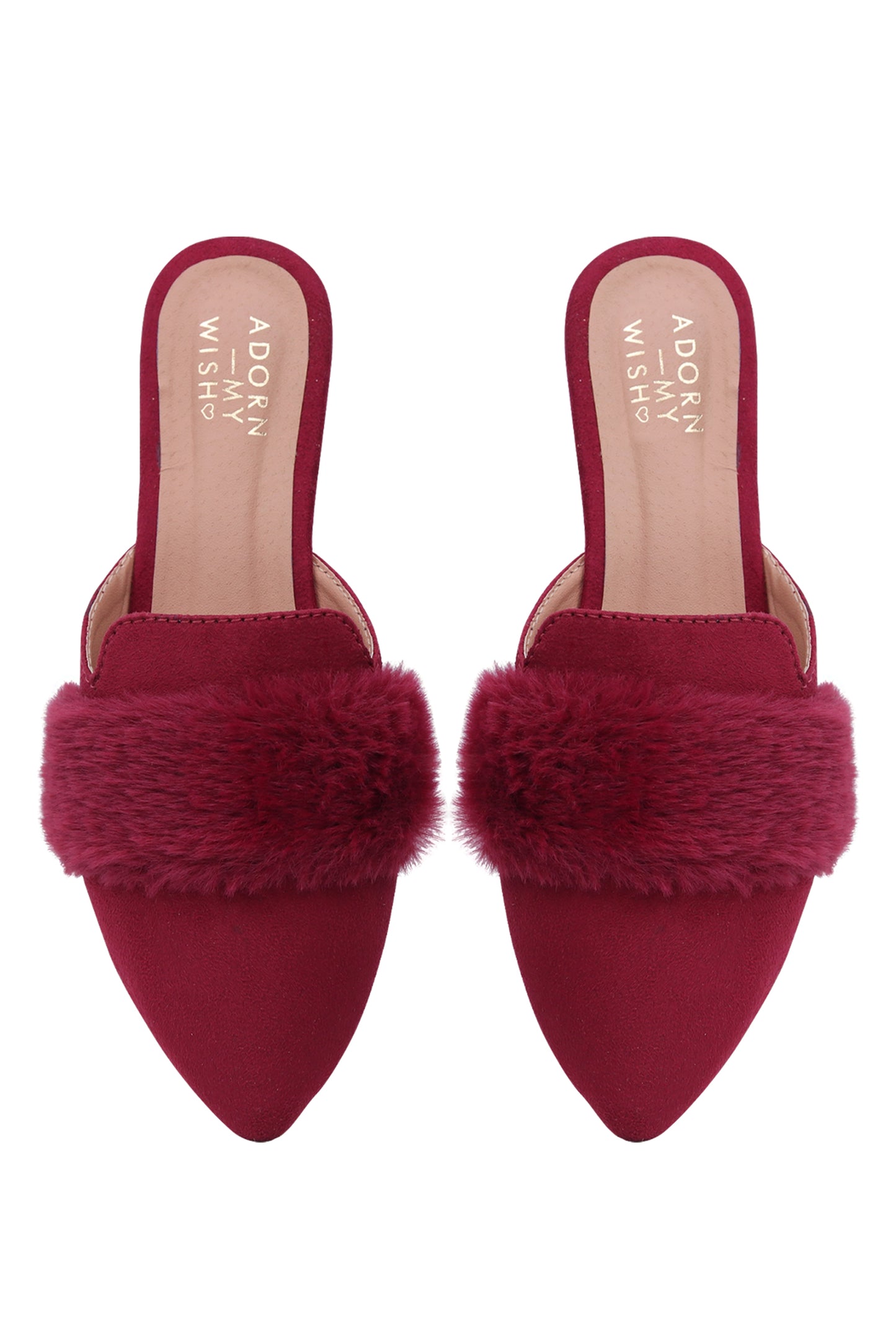 Maroon Furry Mules