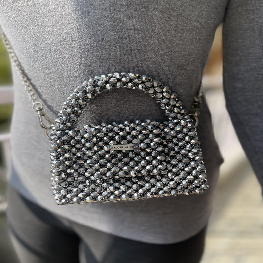 Silver Mini Crystal Bag