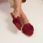 Maroon Furry Mules