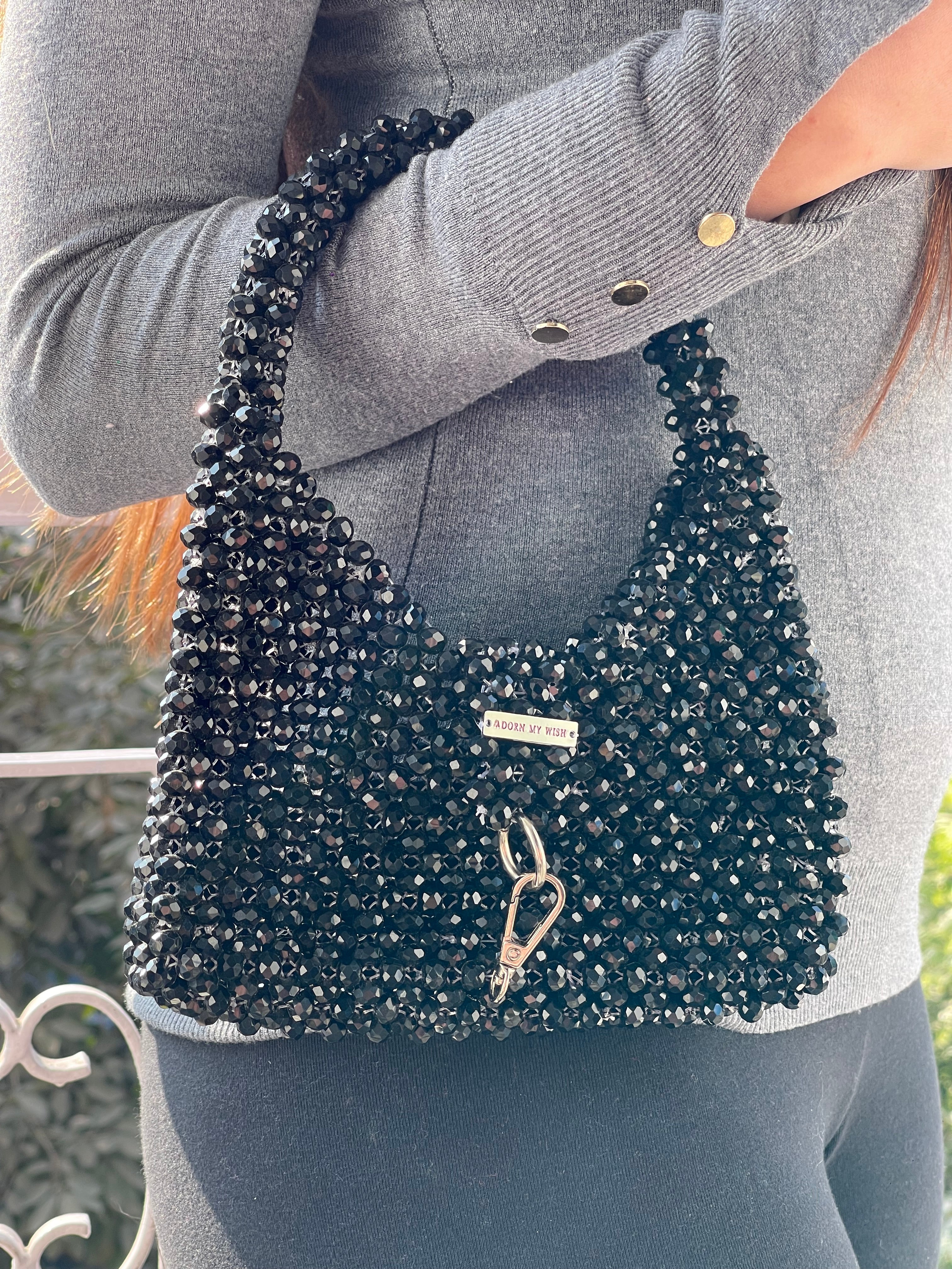 Black Crystal Hook Bag – Adorn My Wish