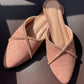 Criss-Cross Bling Mules Champagne Pink