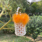 Orange Fur Bucket Bag