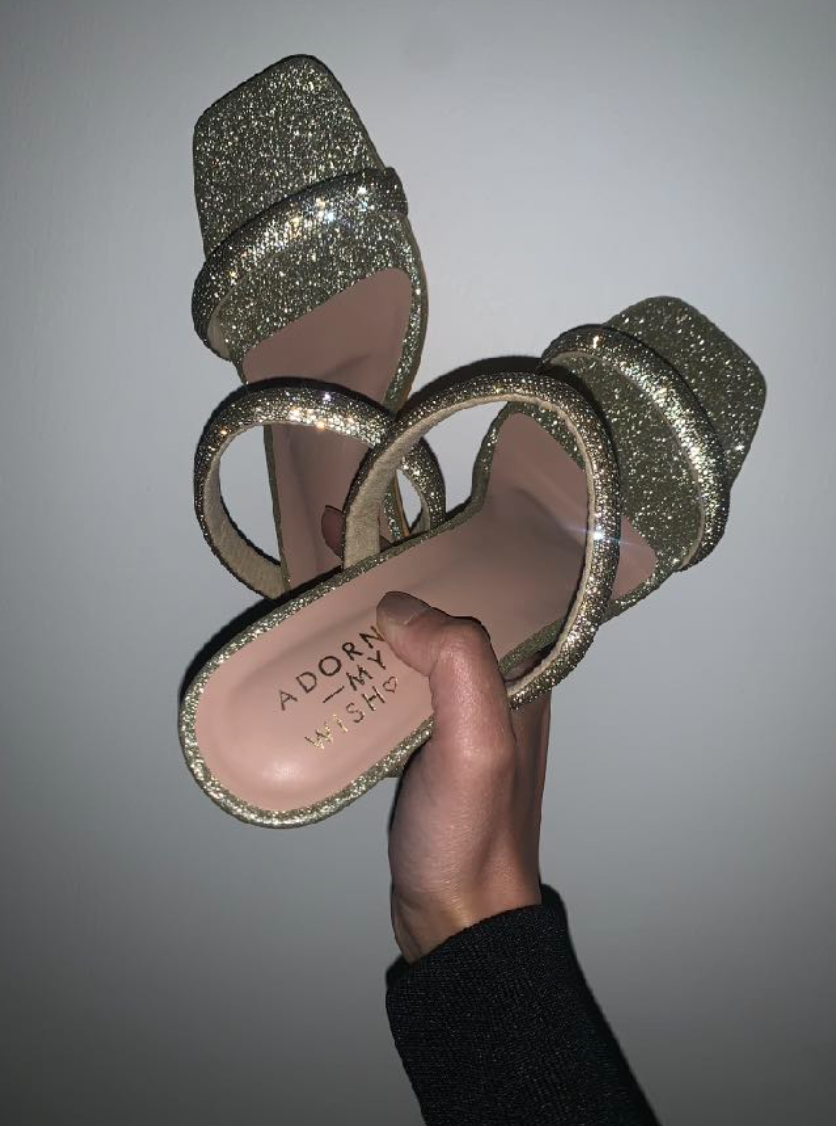 Gold Glitter Spool Heels